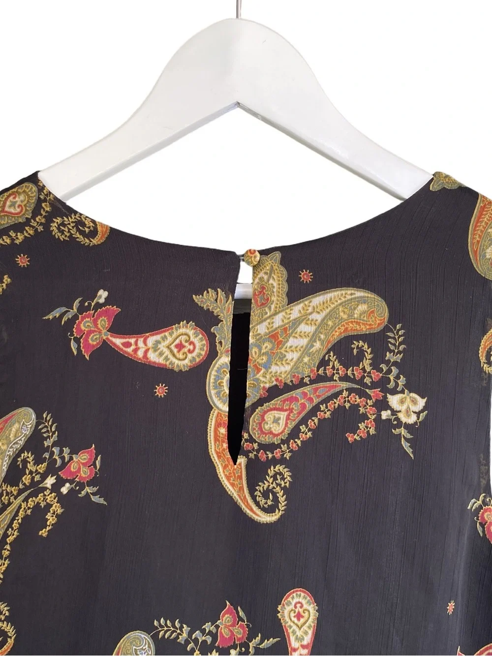 VINCE CAMUTO Top Blouse Sleeveless High Neck Rich Black Paisley Print Women XL - Picture 5 of 10